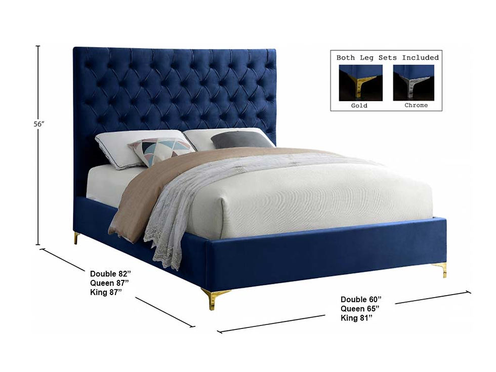 Thumbnail: Fabric Headboard Bed Frame  | Grey | Blue | Cream | Black