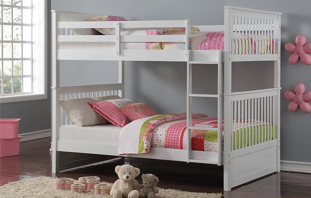 Wooden Full over full Bunk Bed | White