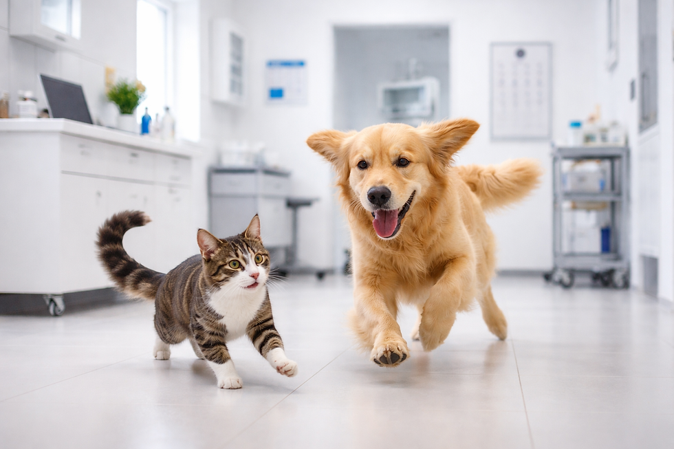 A puppy and kitten playing tag (Image: Chatgpt)