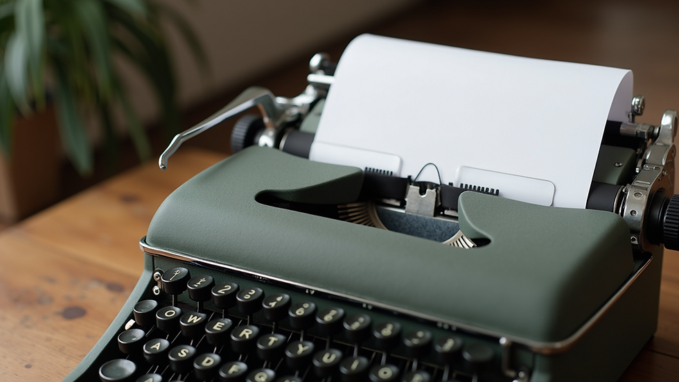 Close-up view of a typewriter with a sheet of paper