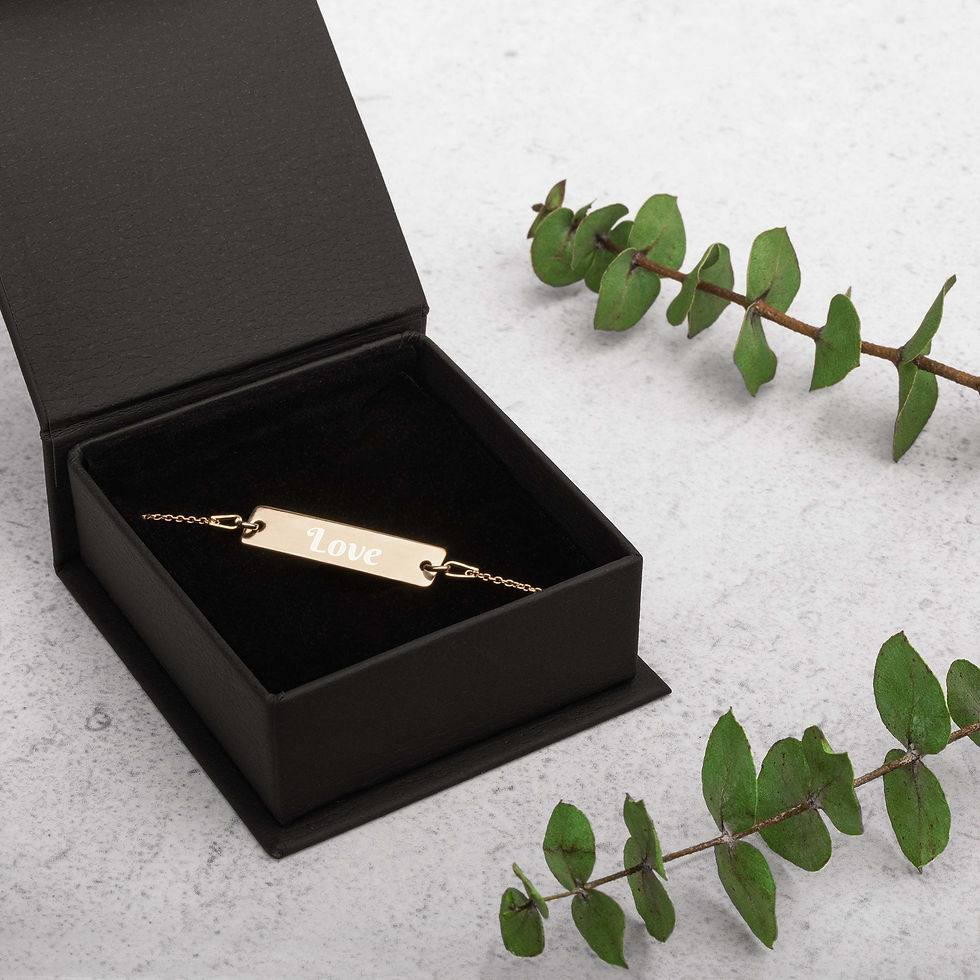 Thumbnail: Love Engraved Silver Bar Chain Bracelet