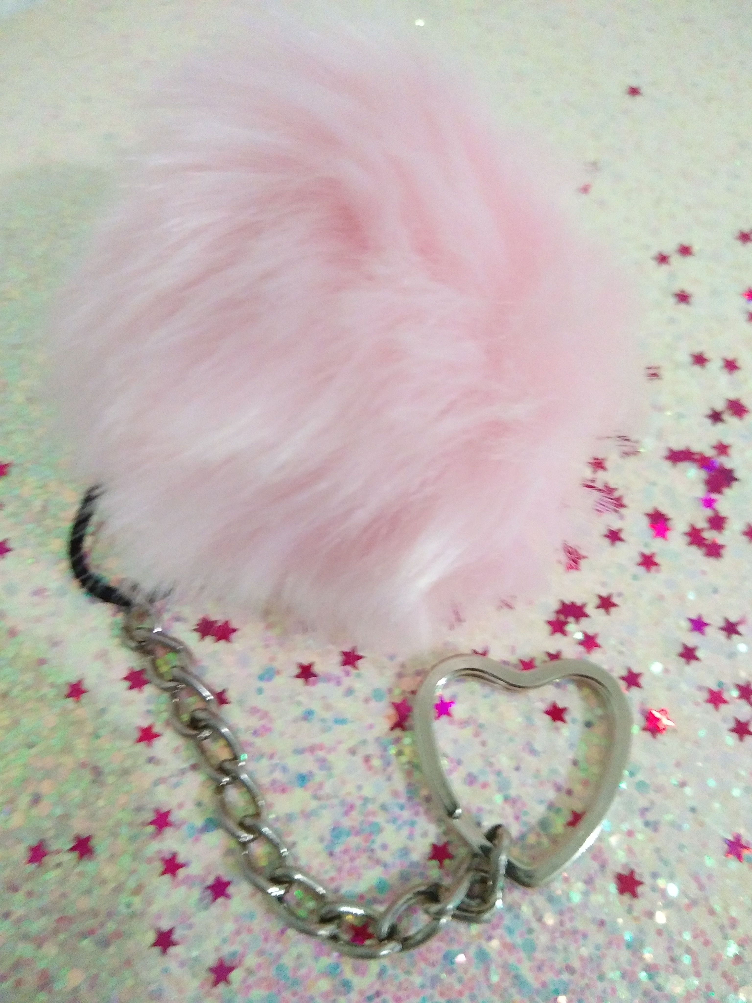 Pink Puffball Keychain