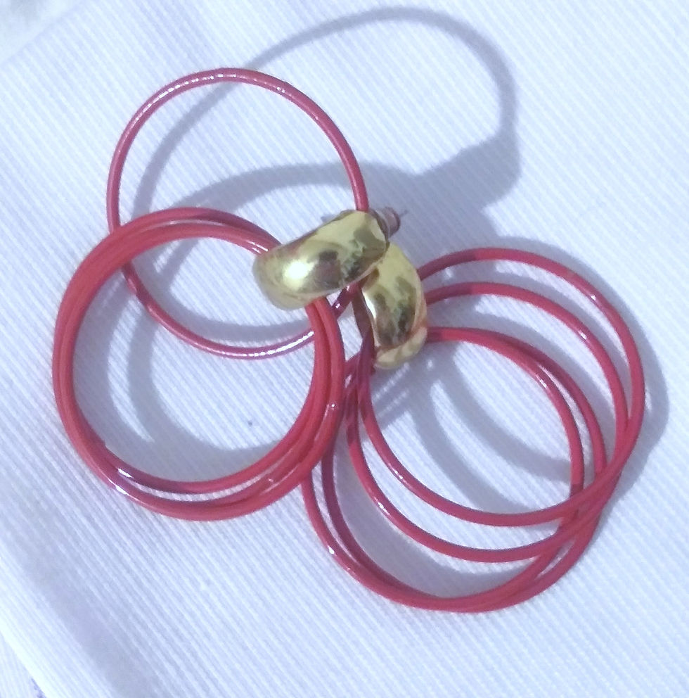 Thumbnail: Vintage Red Hoop Earrings