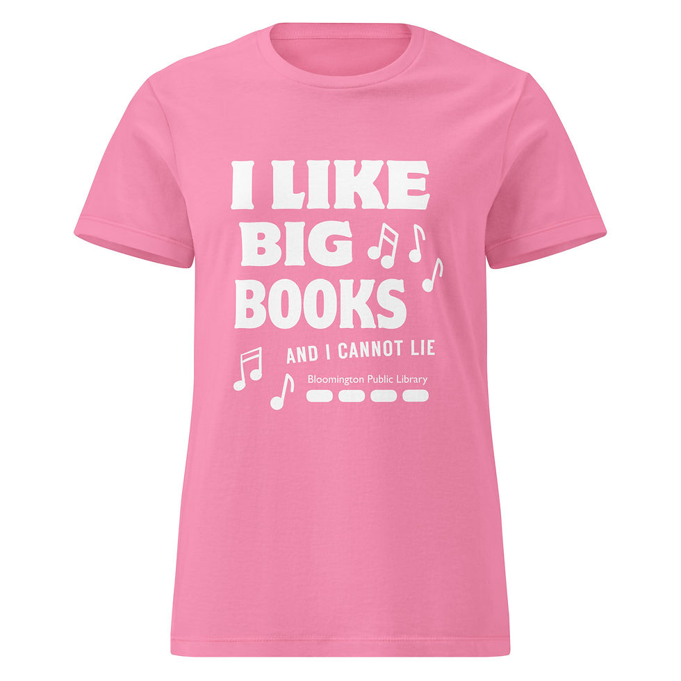 Thumbnail: Women's cut T-shirt with the phrase "I like big books and I cannot lie" printed on it.