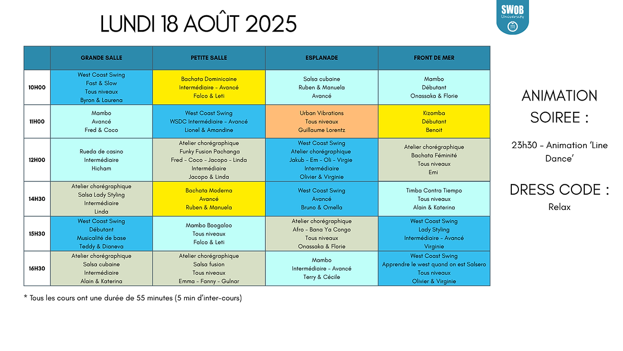 LUNDI 18 AOÛT 2025
