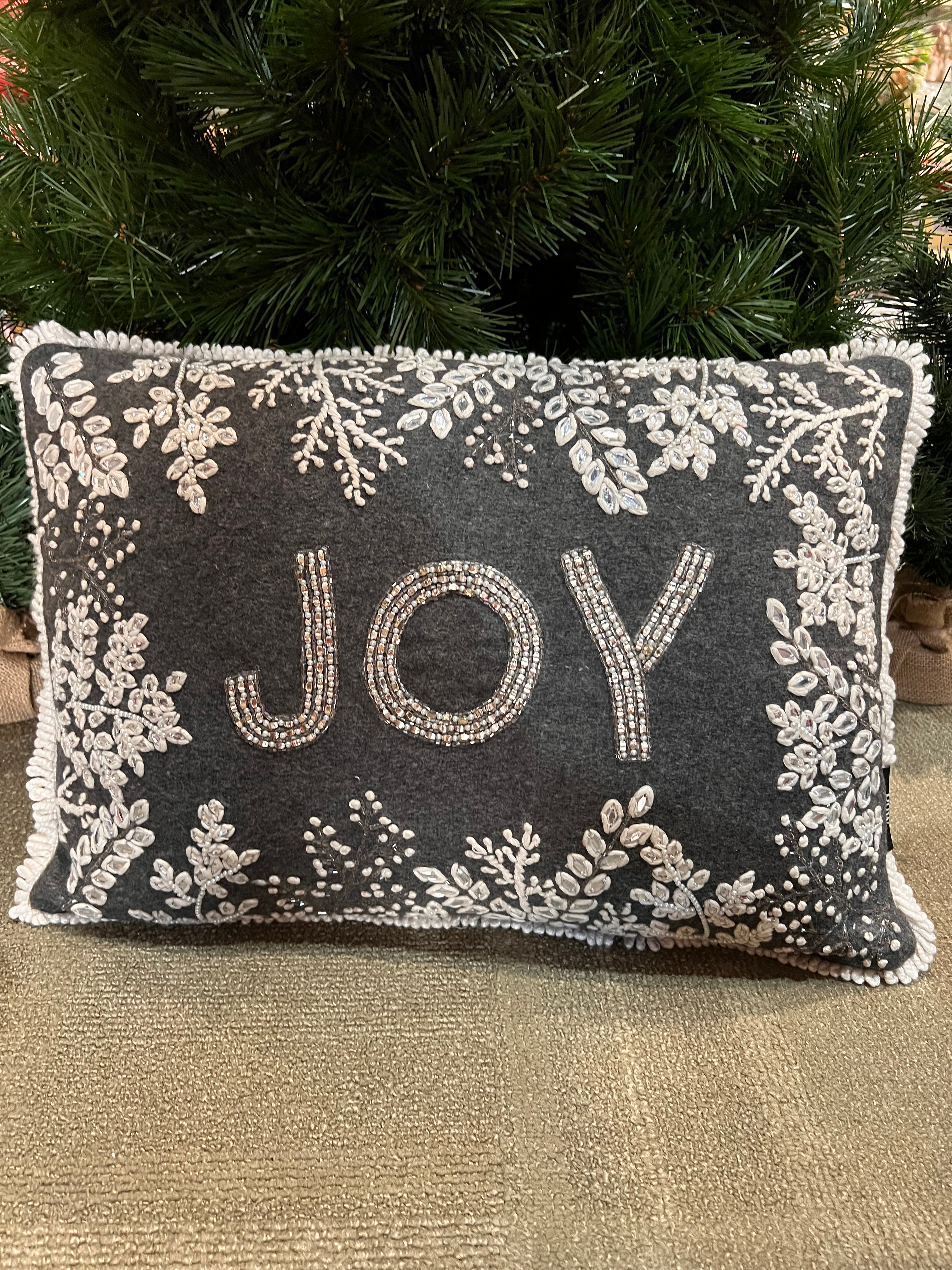Christmas Grey Joy beaded in Silver