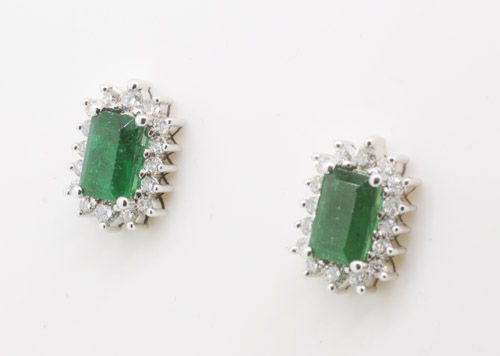 Thumbnail: 18ct Emerald & Diamond Earrings