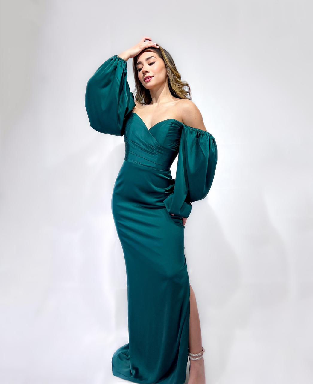 Vestido manga abullonada 7482