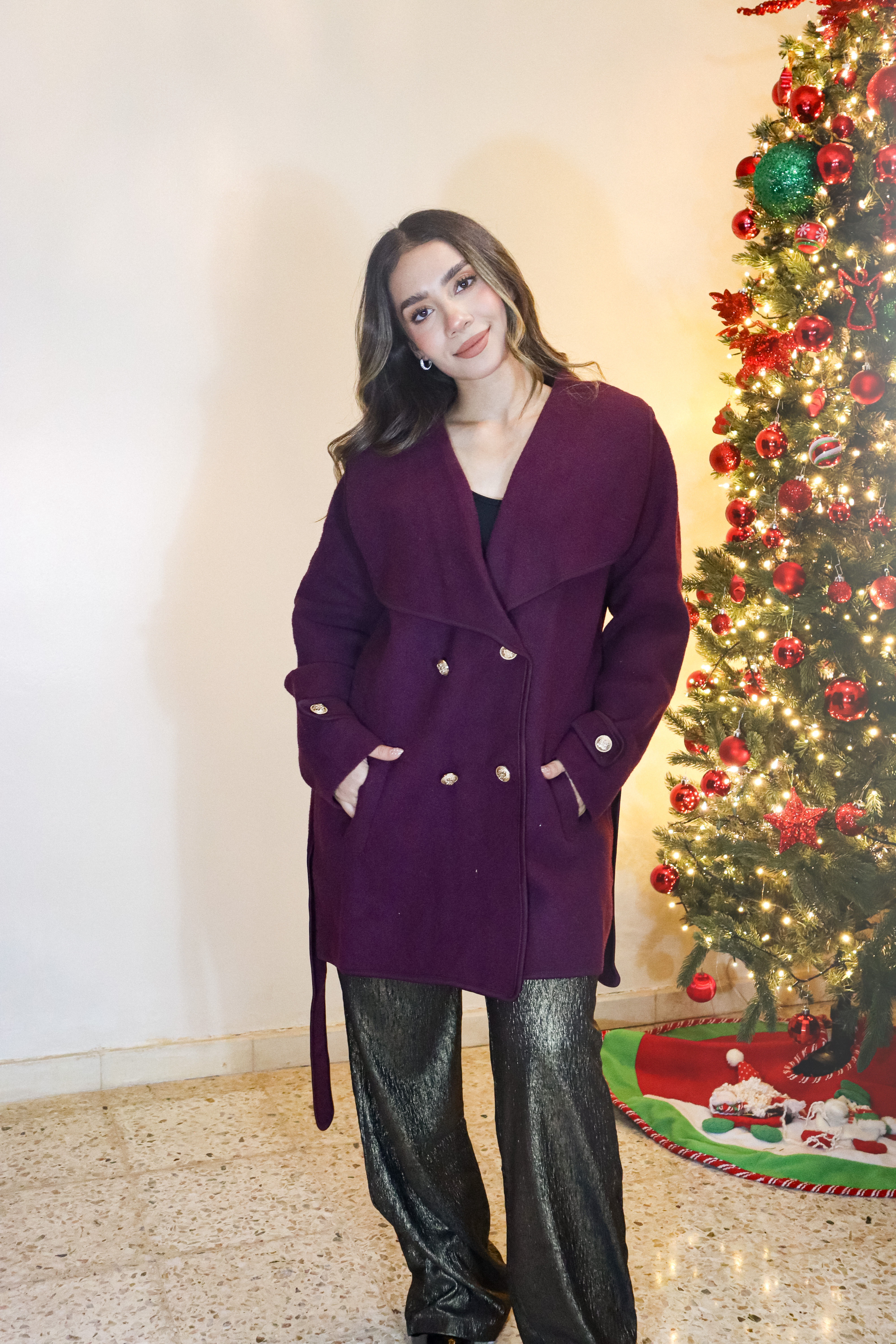 Abrigo burgundy pana