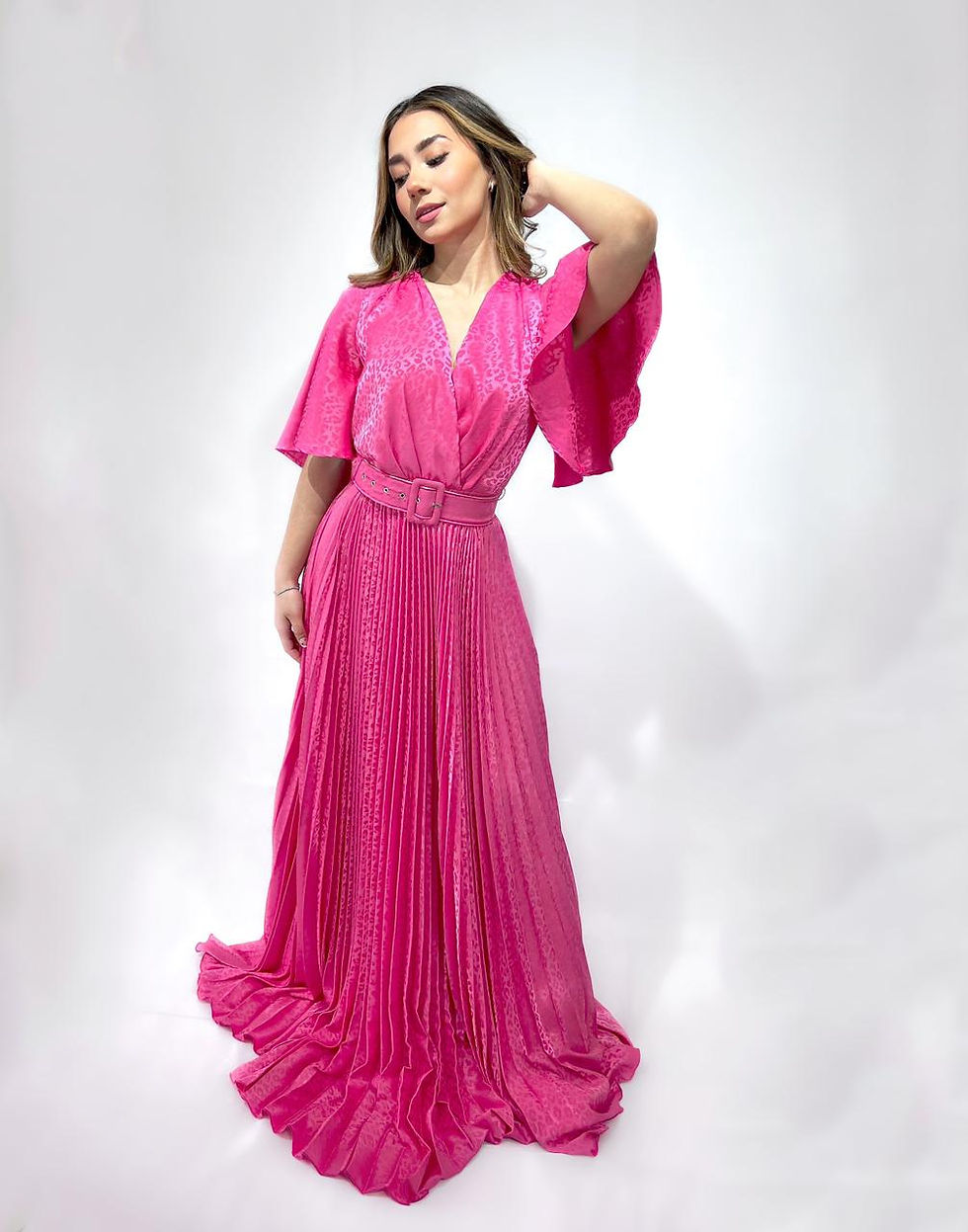 Miniatura: Vestido tableado con cinto