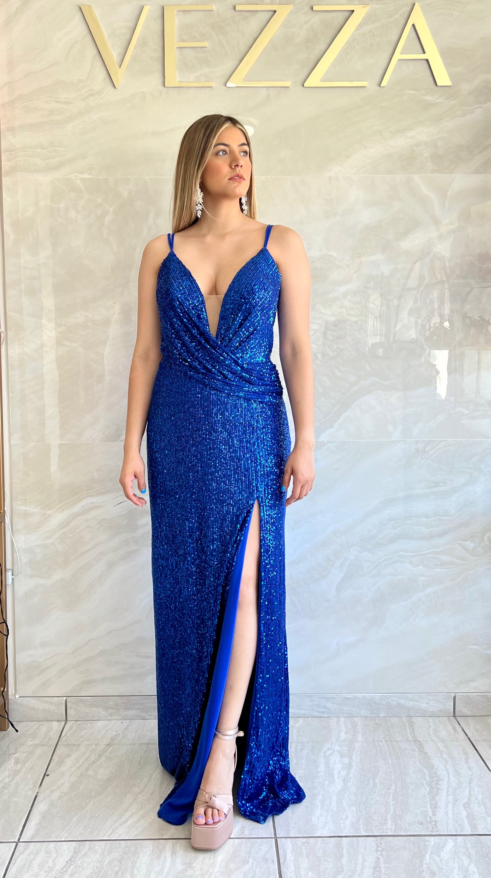 Vestido lentejuela azul 