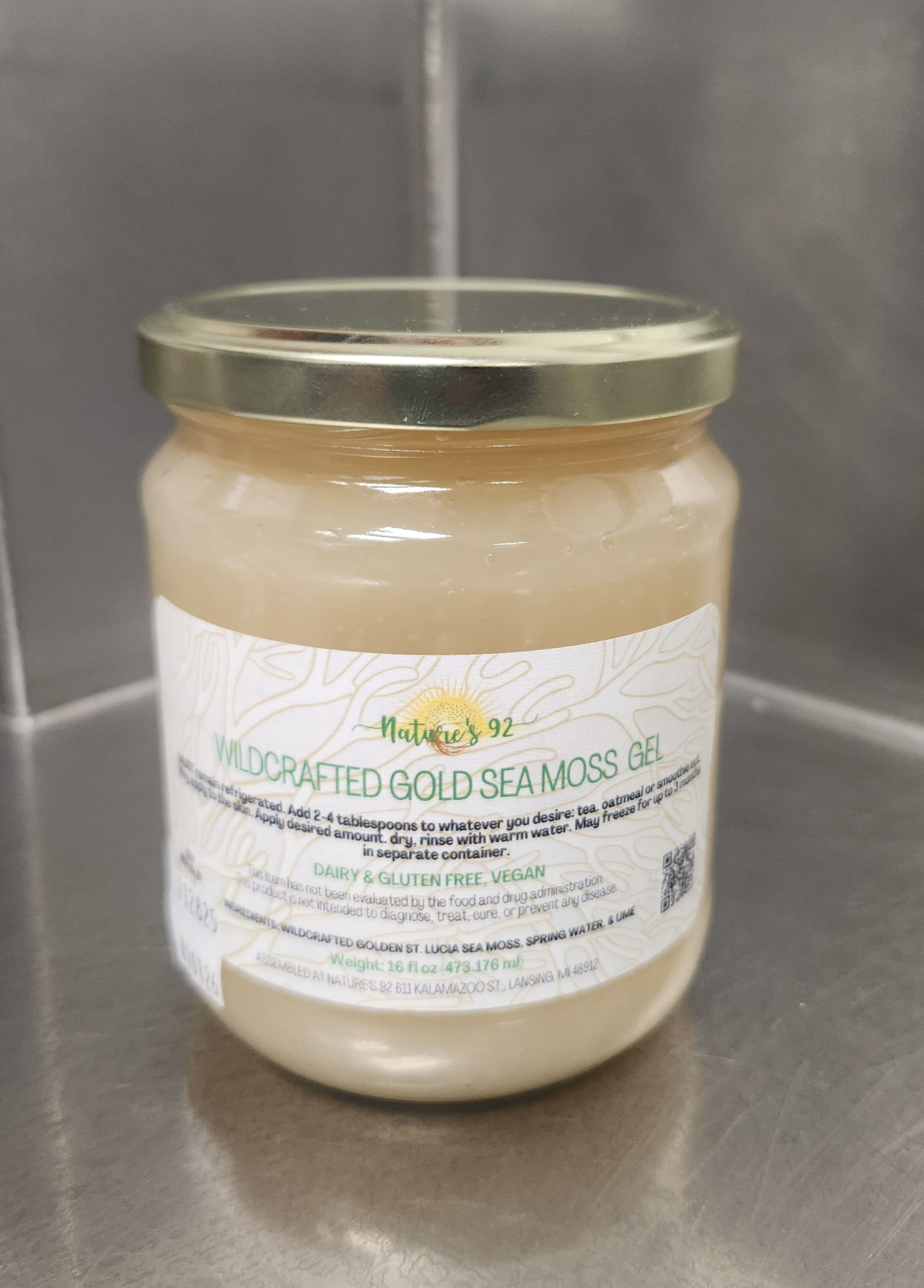 16 oz Wildcrafted St. Lucia Golden Sea Moss Gel