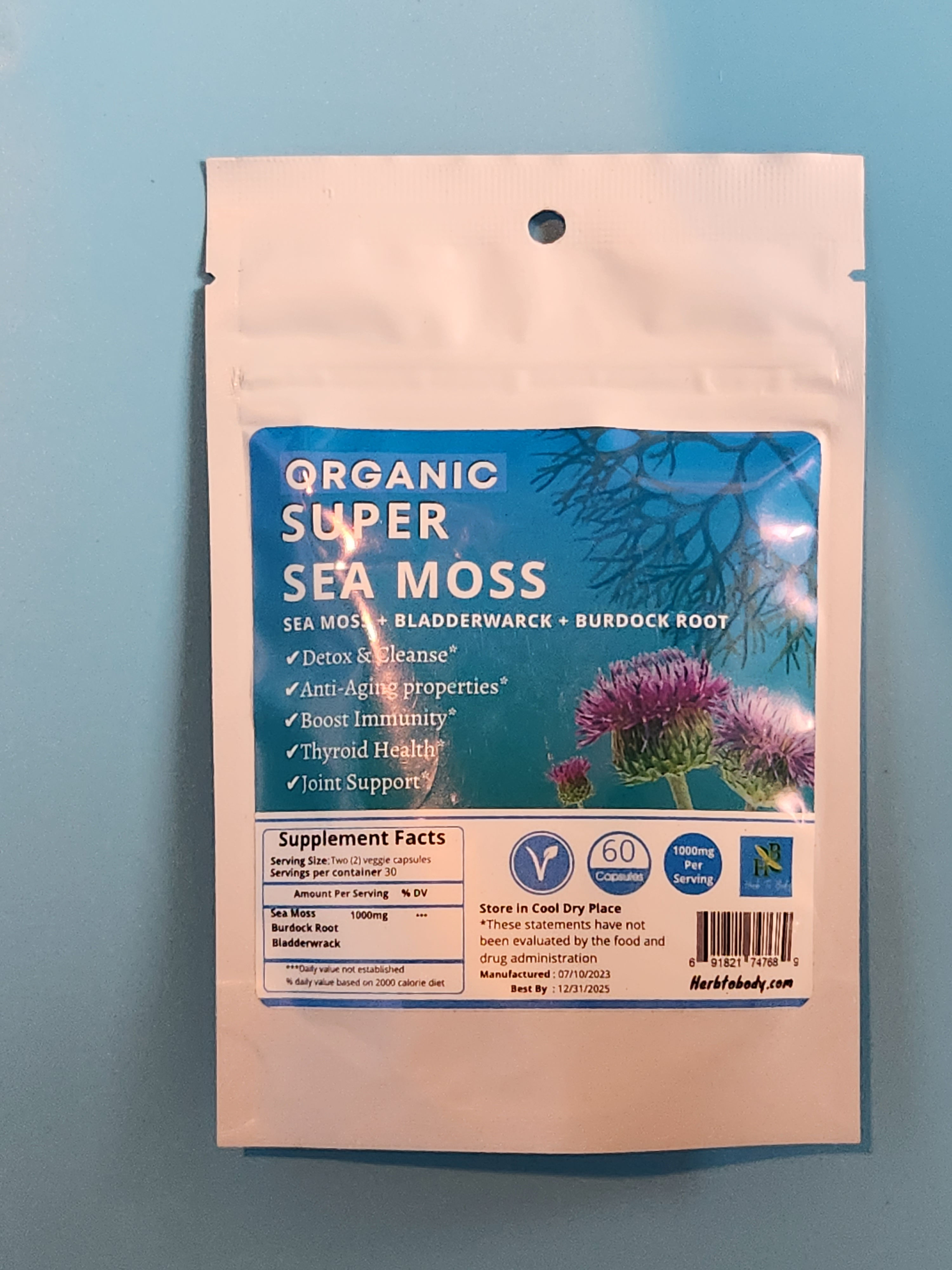 Premium Natural Sea Moss with Bladderwrack & Burdock Root Vegan Capsules