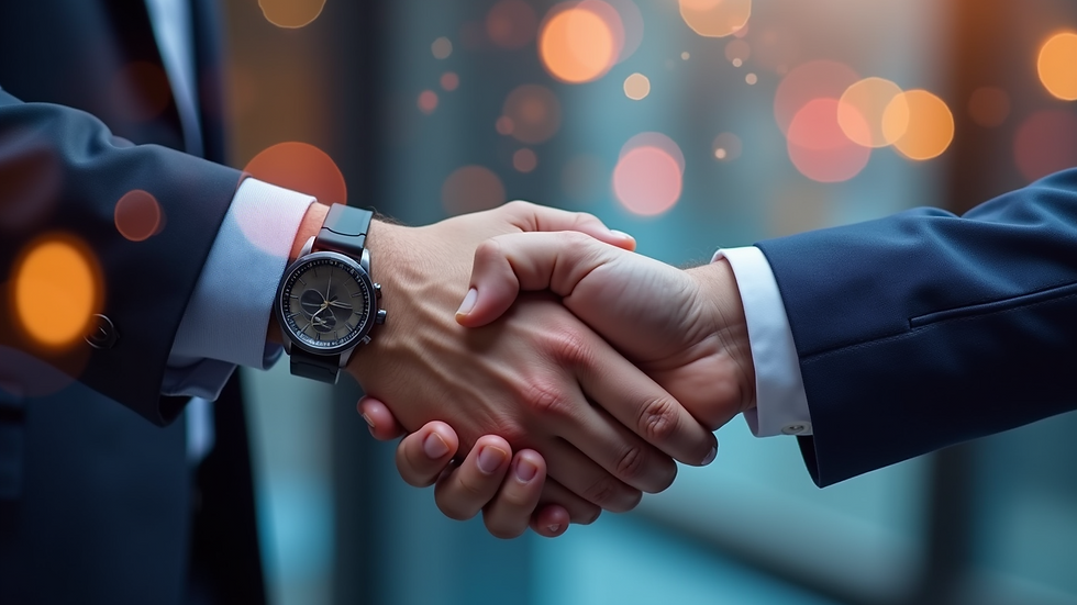 High angle view of a professional shaking hands with a recruiter