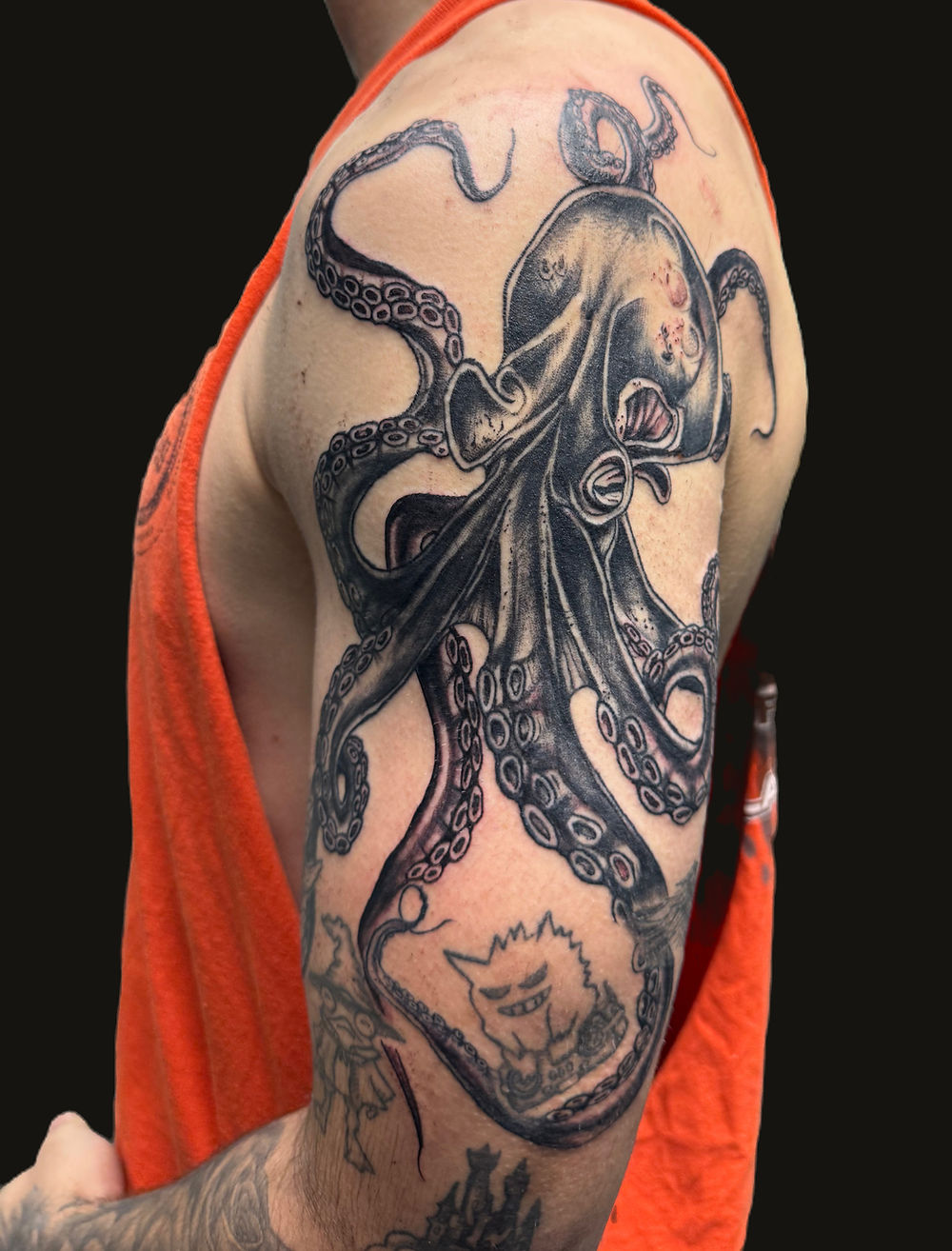 Free Handed Kraken with solid black shading.