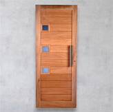 Puerta Machimbrada horizontal Okumé vidriada. Opciones Doble/Puerta y Media.