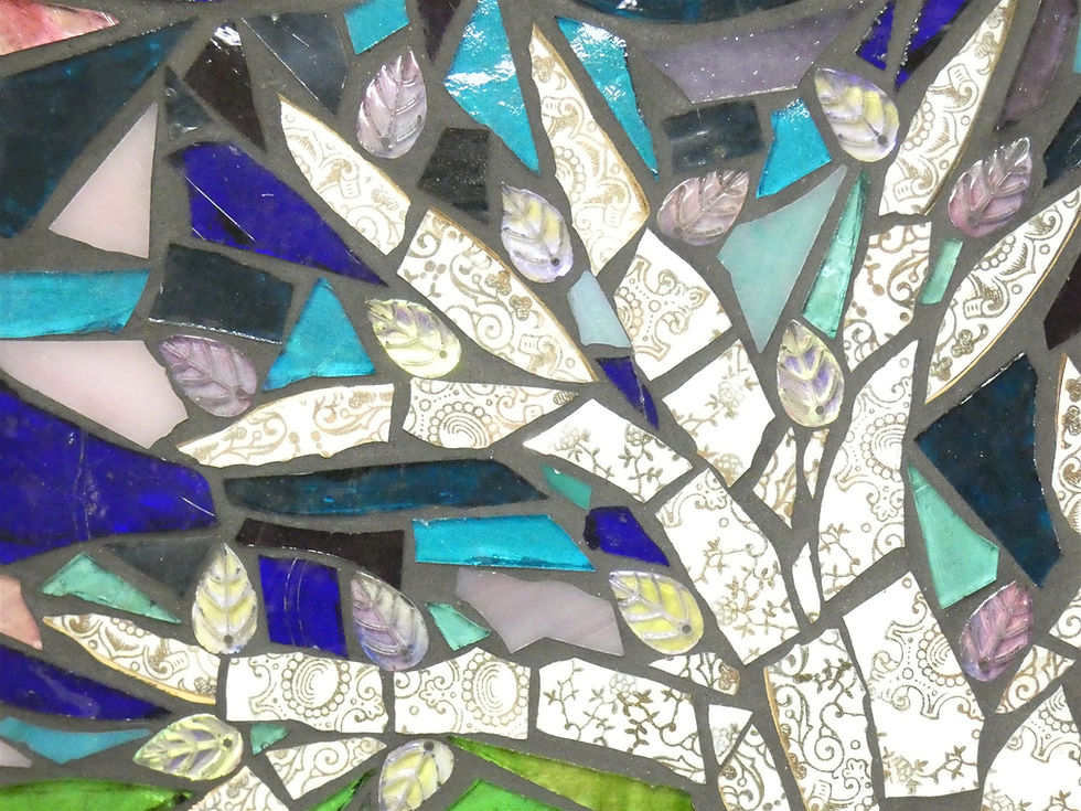 Thumbnail: Mosaic Art Handcrafted with Tree of Life in an Oak wood frame