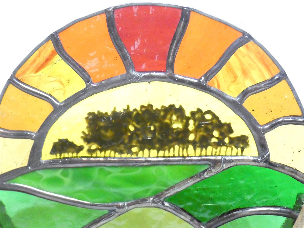 Thumbnail: Handcrafted Stained Glass Art May Hill Sunrise on Wood Stand