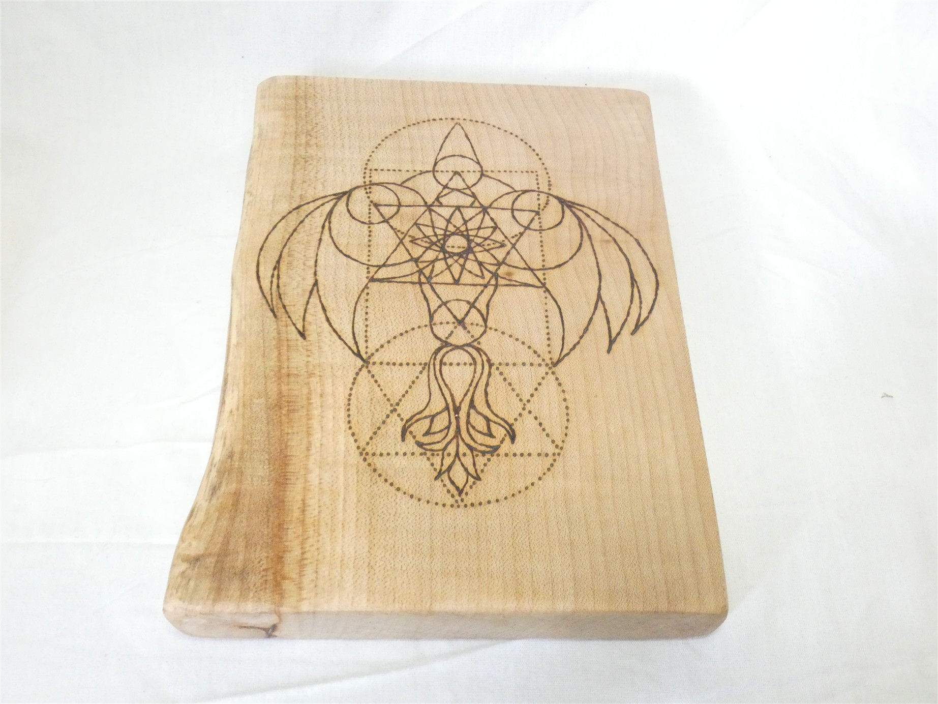 Wooden Crystal Grid English Sycamore with Dove of Shekinah Design