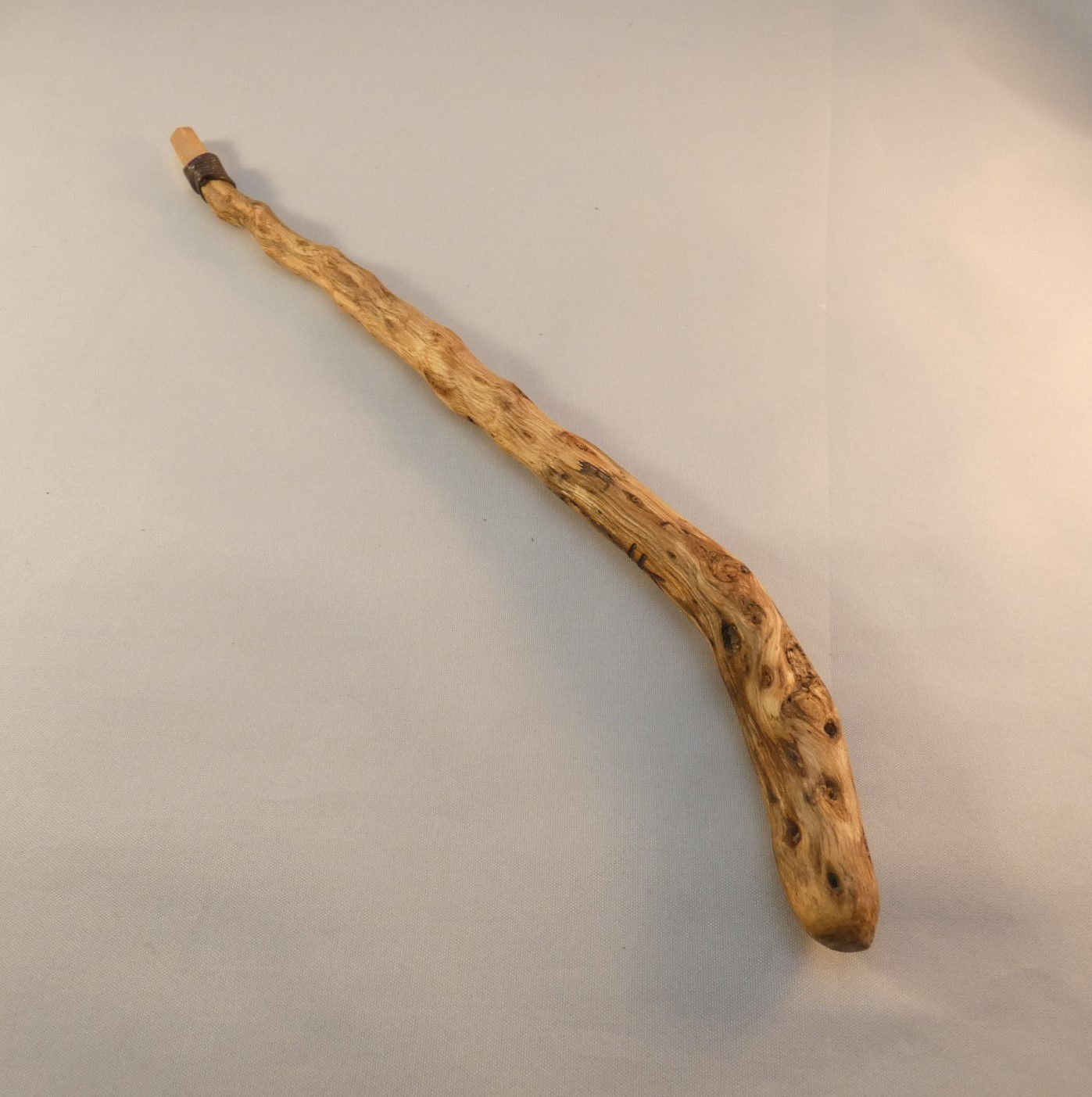 Wooden Wand made from English Gorse  Wood with Sunset Aura Quartz crystal point