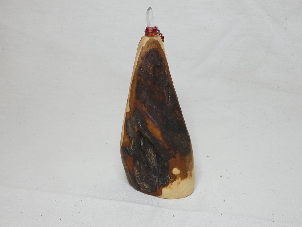 Thumbnail: Wooden Goddess crafted from English Yew Wood with Quartz Crystal Connector - Pag