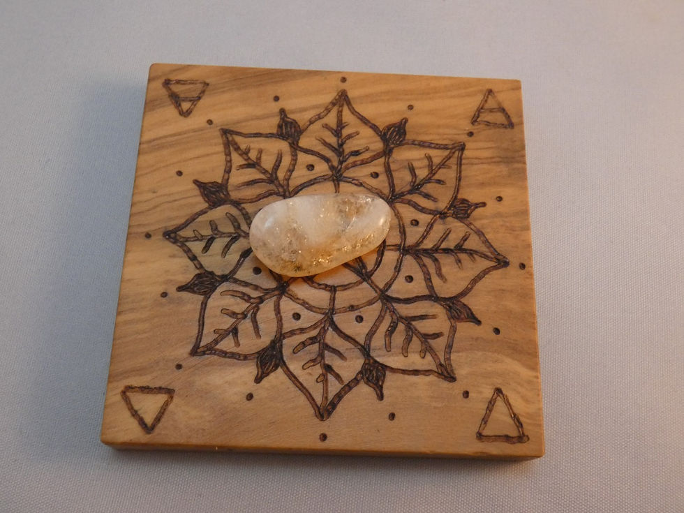 Thumbnail: Manifestation Grid with Crystals on Vintage Olive Wood - pocket / travel size