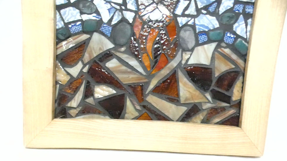 Thumbnail: Mosaic Art Handcrafted with Stag design in an Ash wood frame
