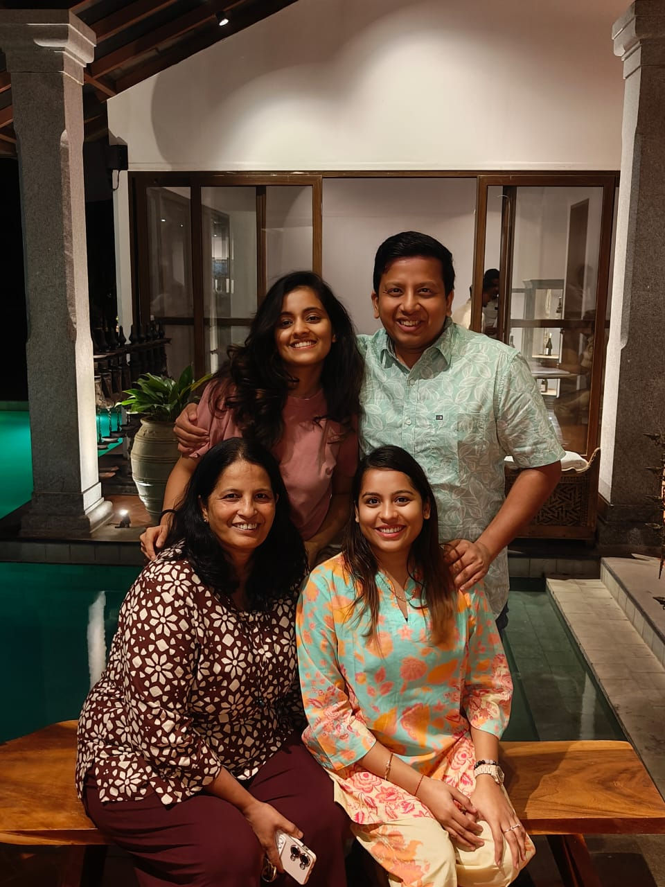 Seema's Priceless Asset - Her Children (Sitting: Seema and her daughter-in-law, Shweta; Standing: Ritika and Ayush)
