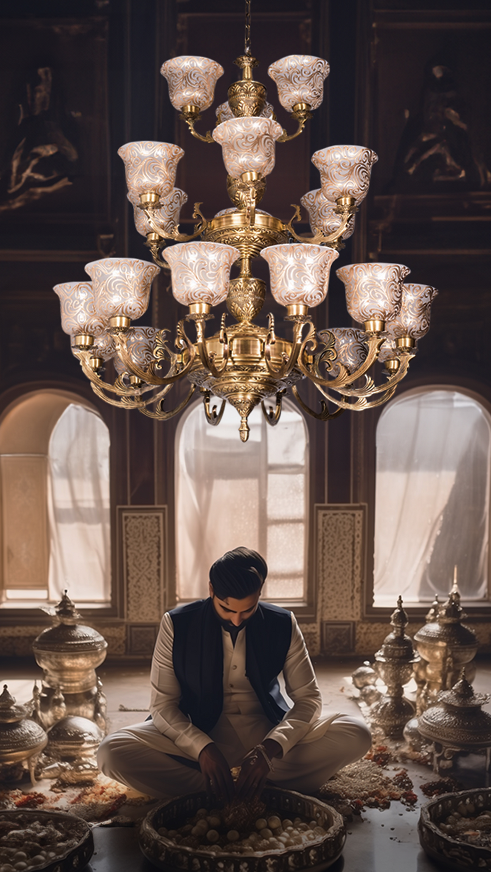 Brass chandelier