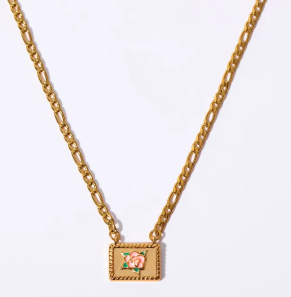 Rose portait necklace