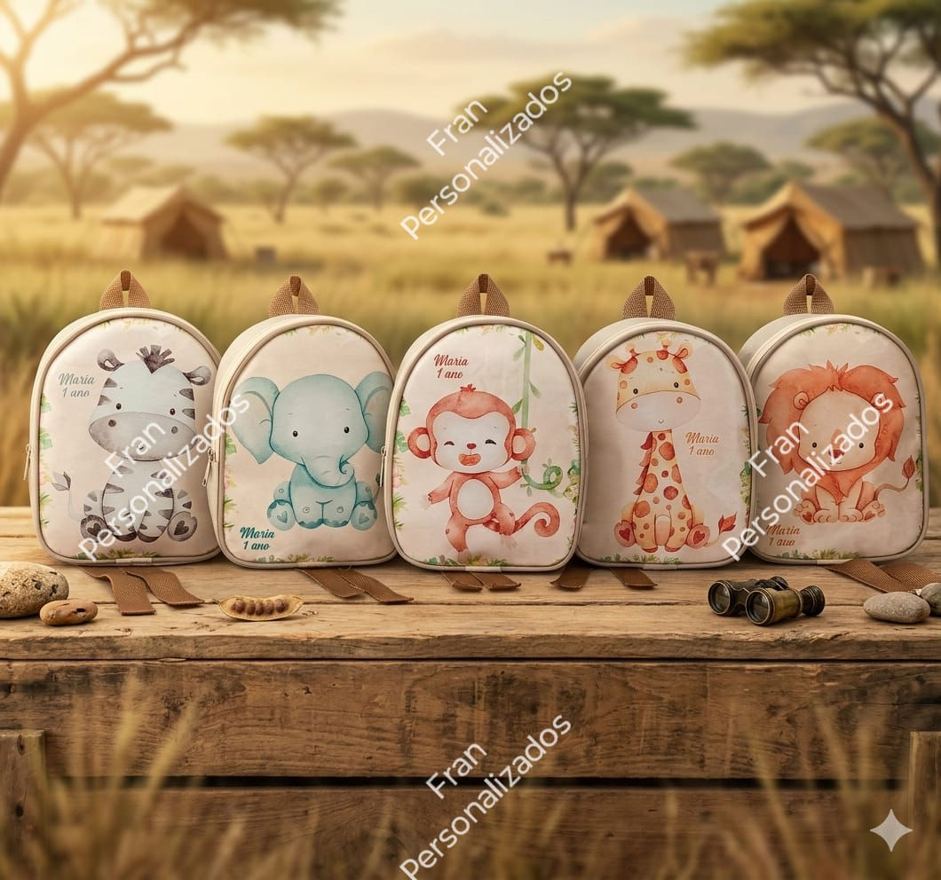 Mochila Personalizada Safari Aquarela Vintage