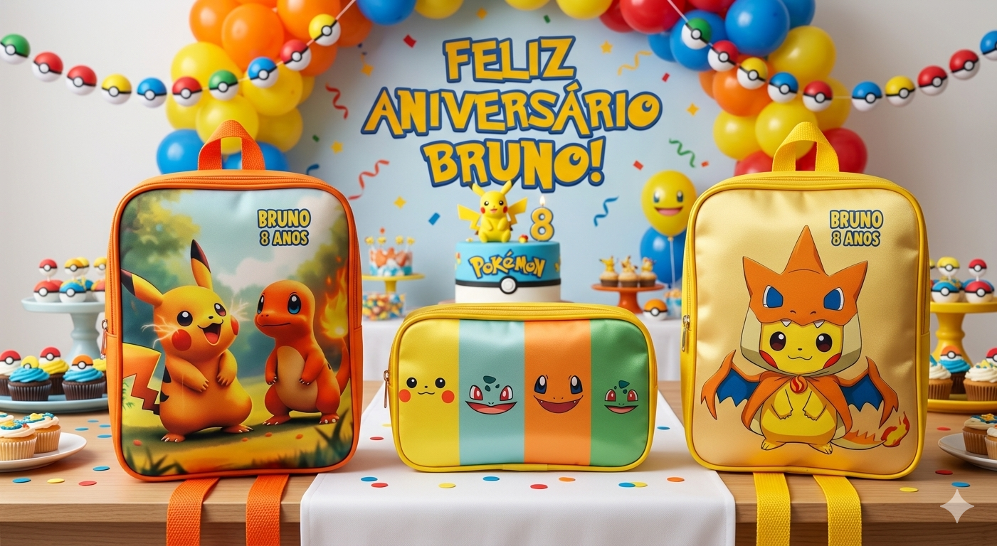 Mochila com Estojo  Personalizada  Pokémon
