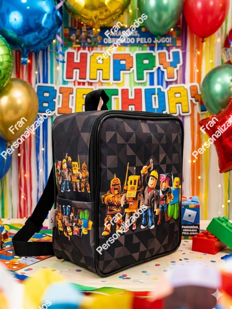 Mochila Personalizada Roblox Modelo Laterais Desenhadas