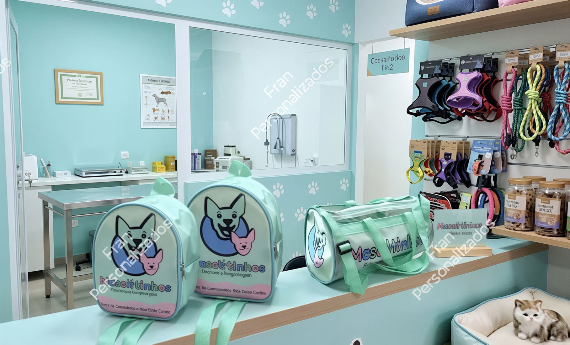 Mochila com Malas  Pet Shop Personalizada kit 