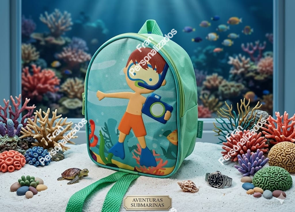 Mochila Personalizada Mergulho no Fundo do Mar com Sereias