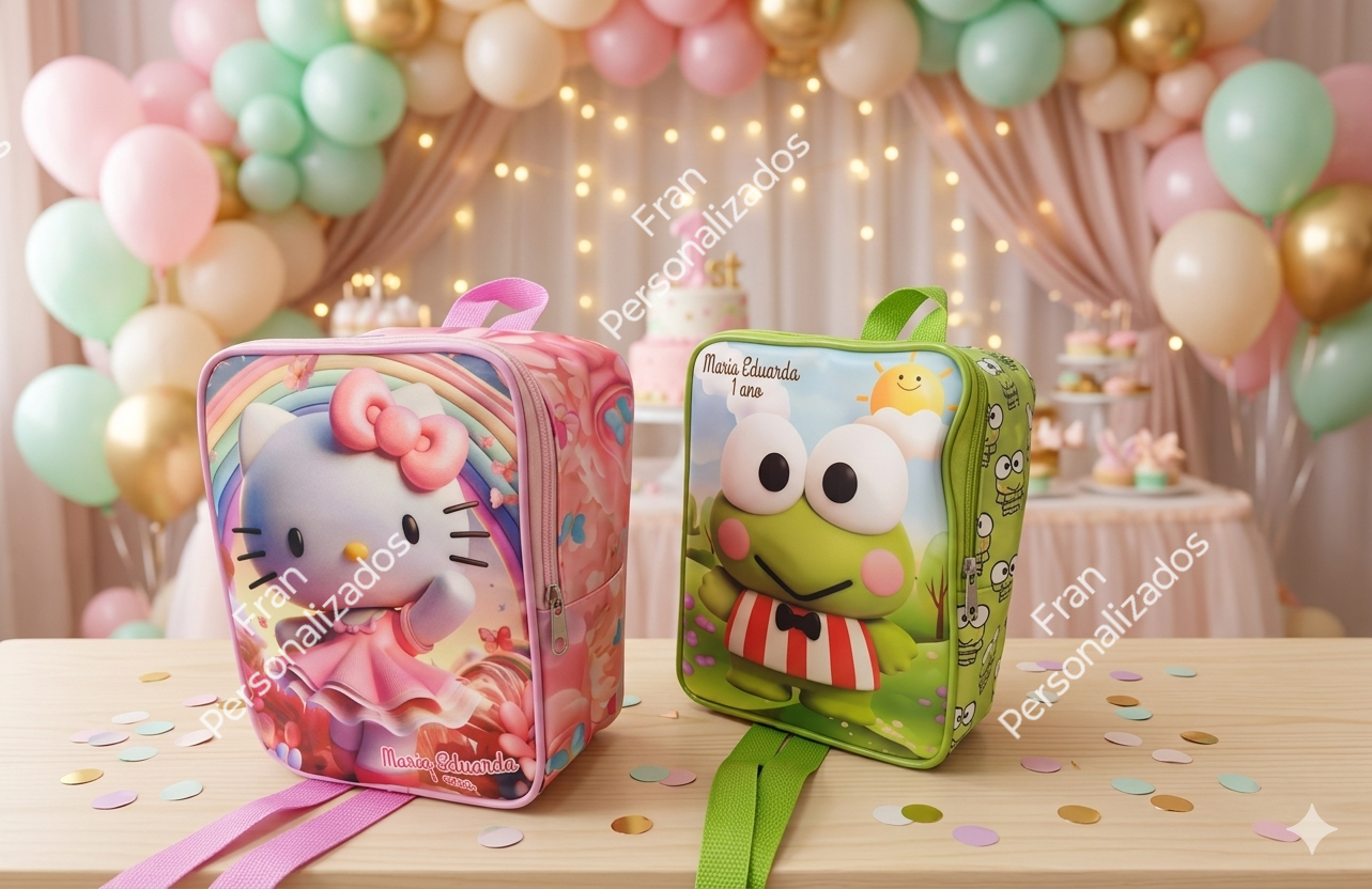 Mochila Personalizada Gata Marie Modelo Laterais Desenhadas
