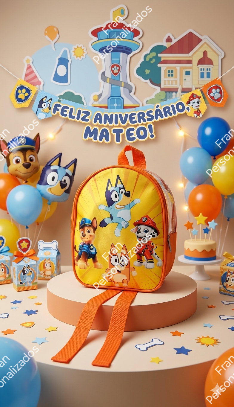 Mochila Personalizada Bluey e Sua Turma