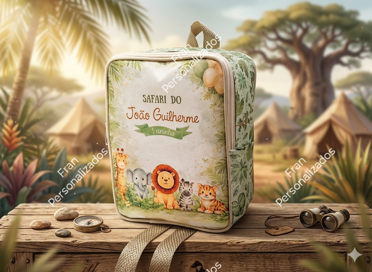 Mochila Personalizada Safari Baby Laterais Desenhadas