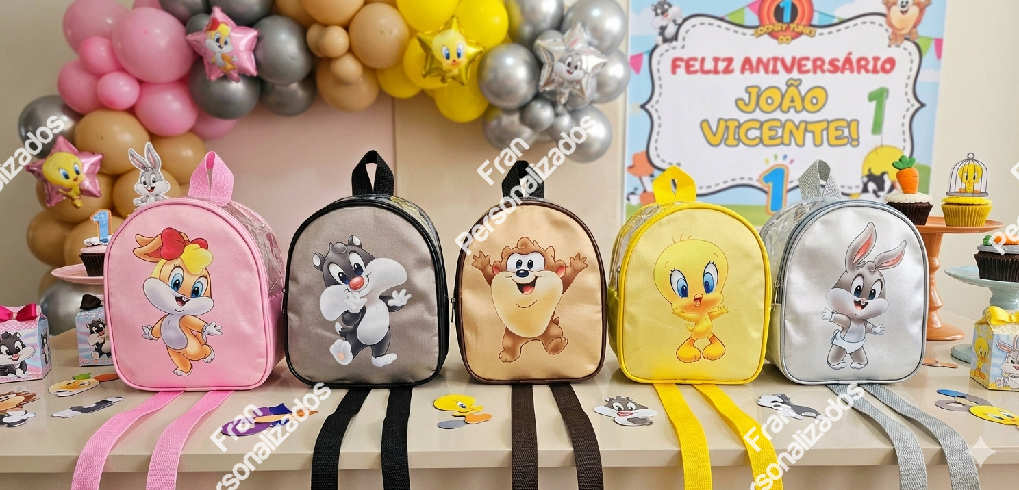 Mochila Personalizada Plástico Cristal Baby Looney Tunes
