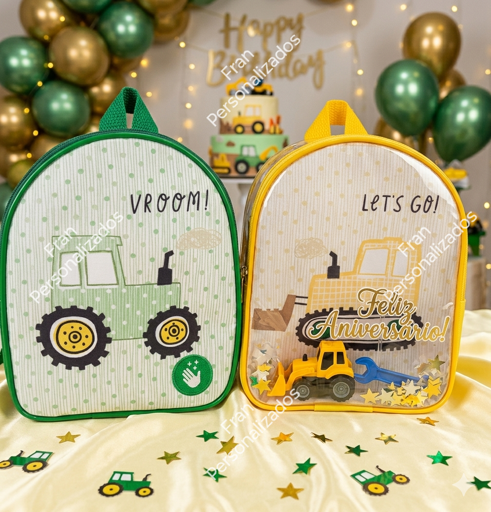 Mochila Personalizada Tratores Construção Caminhão