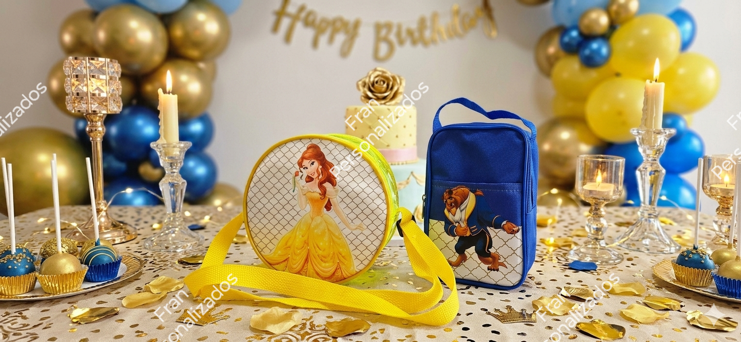 Bolsinha com Maleta Personalizada Bela e a Fera