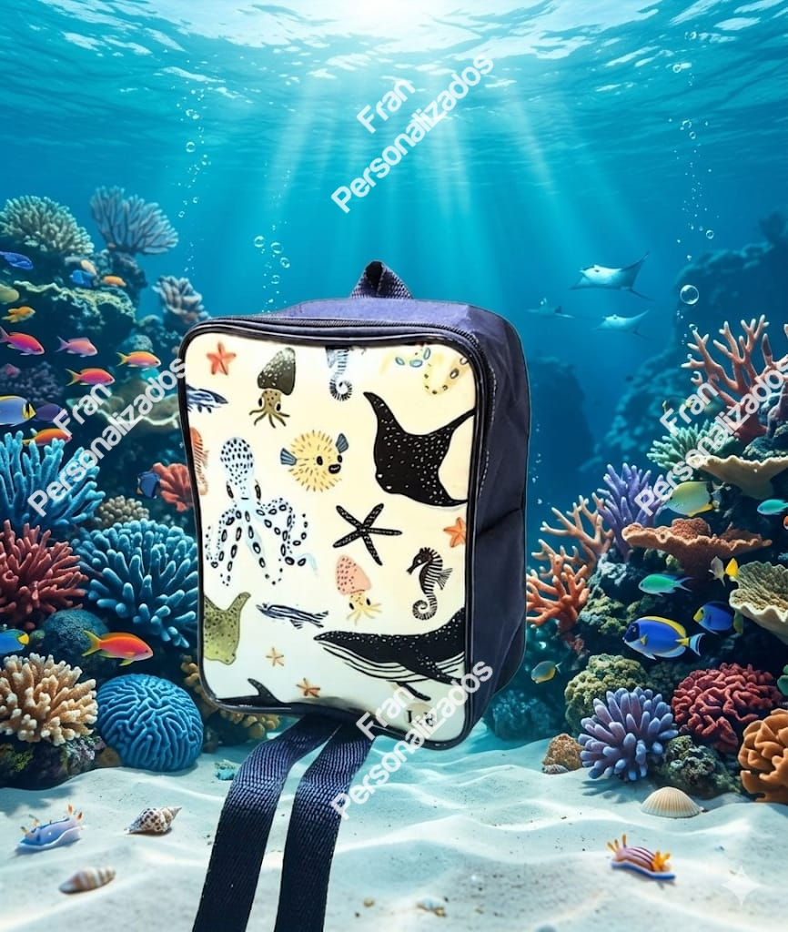 Miniatura: Mochila Personalizada Mergulho no Fundo do Mar com Sereias 