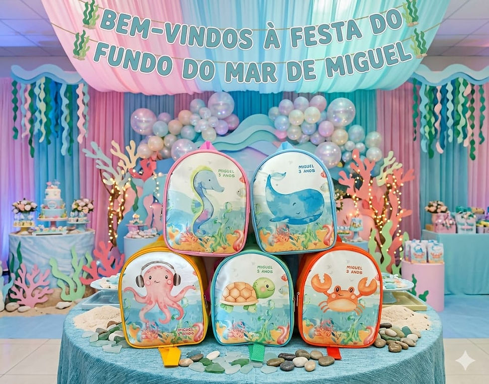 Miniatura: Mochila Personalizada Mergulho no Fundo do Mar com Sereias 