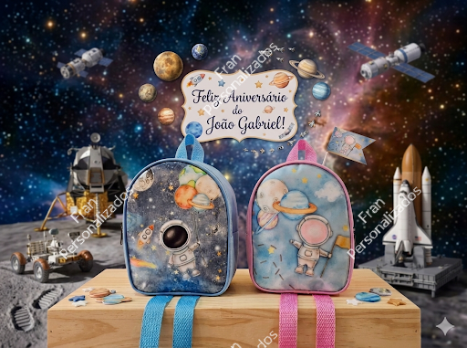 Mochila Personalizada Astronauta Voe Alto Espaço Sideral