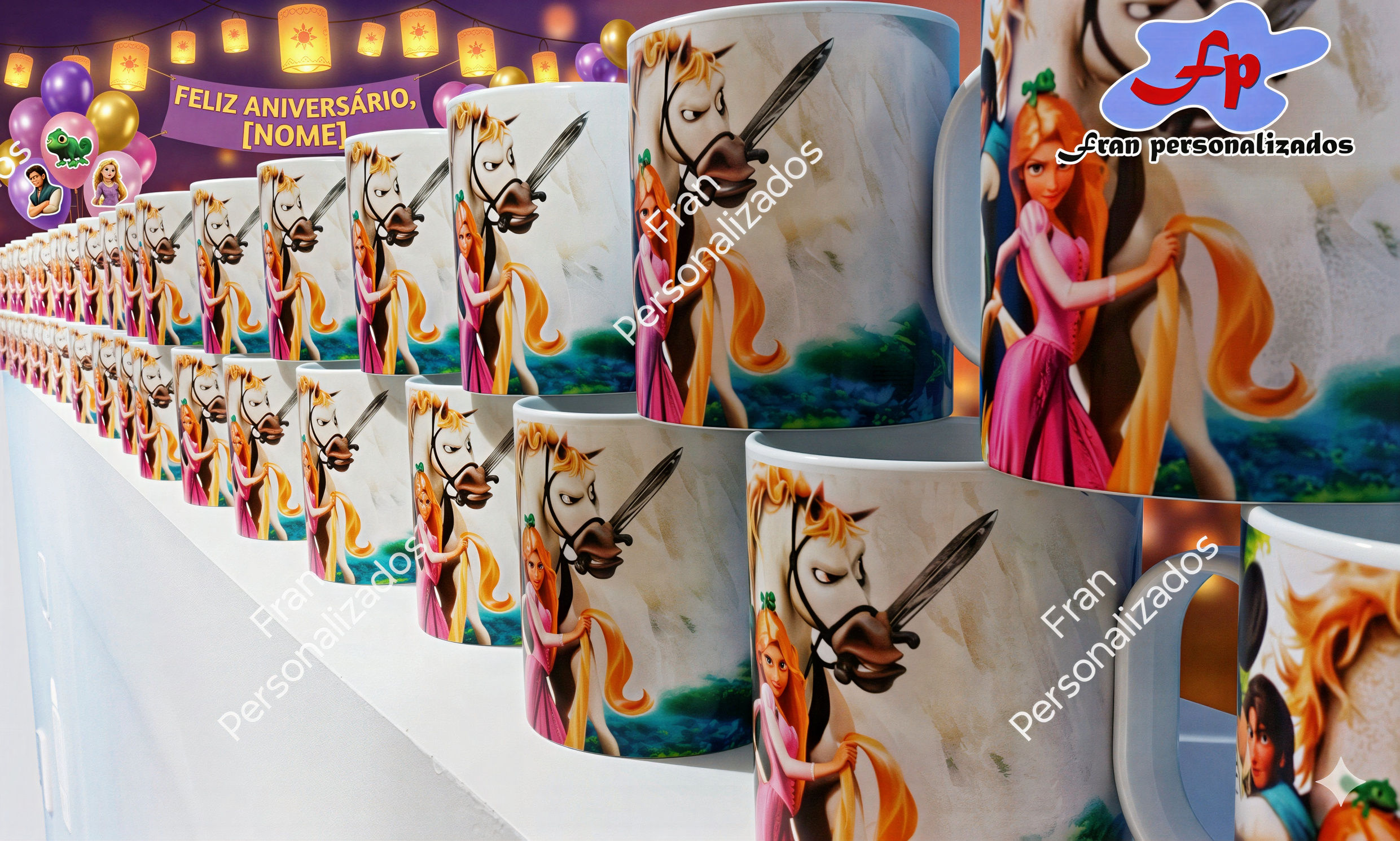 Caneca Polímero Enrolados Rapunzel