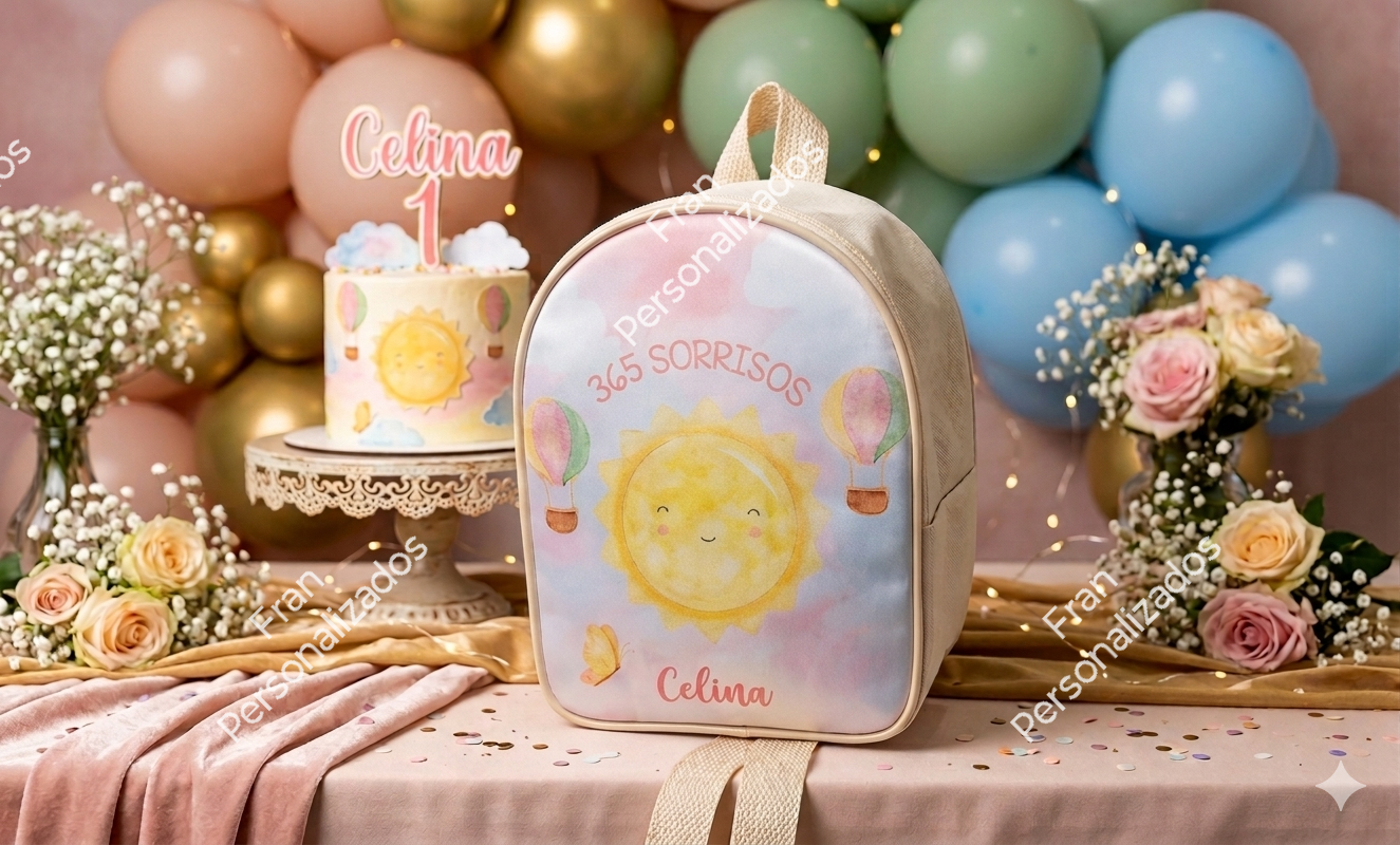 Mochila Personalizada 365 Sorrisos Minha Volta ao Sol 