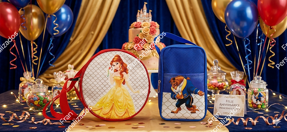 Miniatura: Bolsinha com Maleta Personalizada Bela e a Fera 