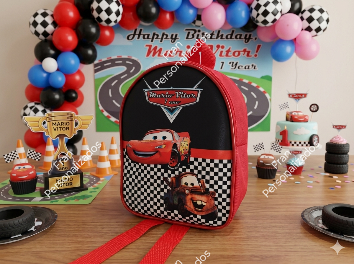 Mochila Personalizada Carros Disney Mcqueen