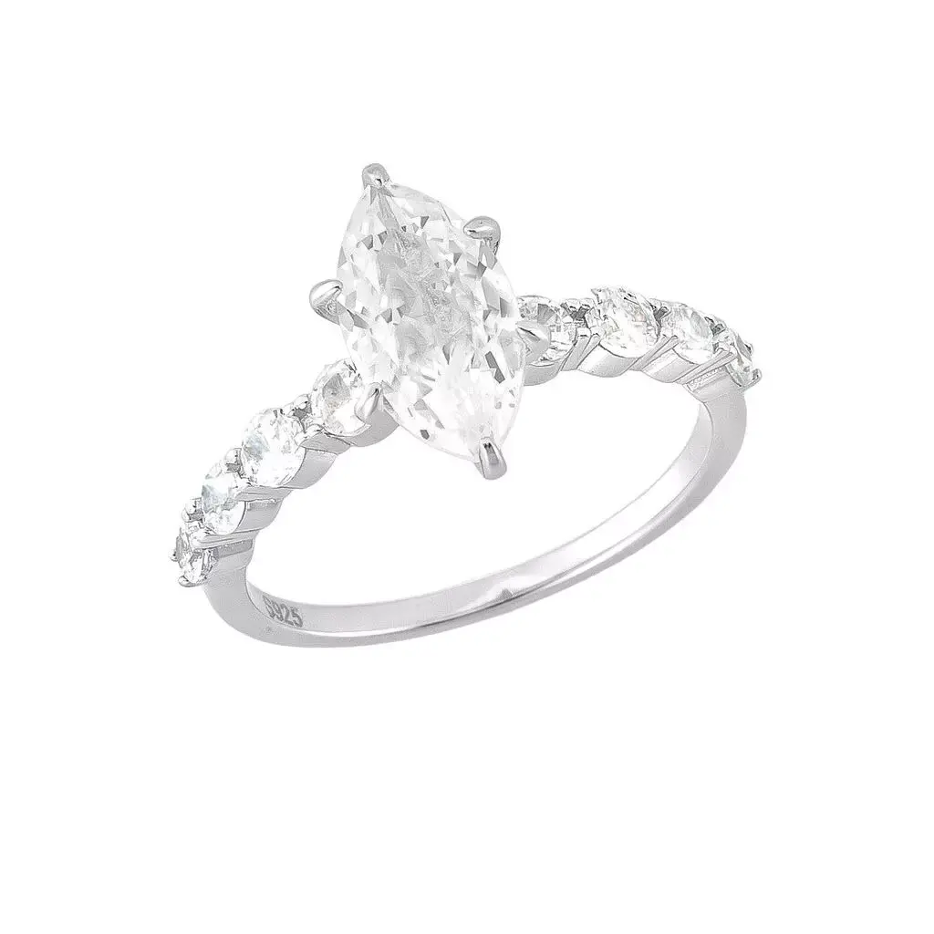 Anel solitário navete branco