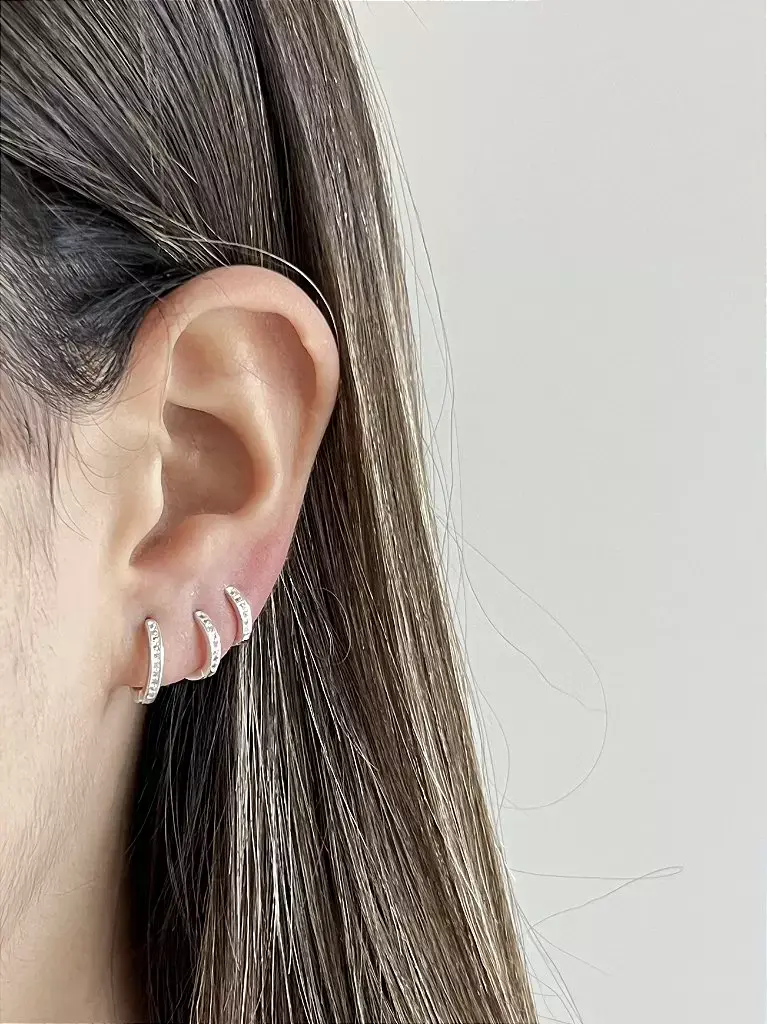 Miniatura: Trio de argolas cravejadas 